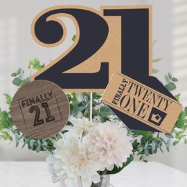 Big Dot of Happiness Finally 21-21st Birthday Party Centerpiece Sticks - Table Toppers - Set of 15