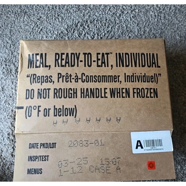 Unbranded MRE Single Meal 3/2025 INSPECTION Date Menu A Box