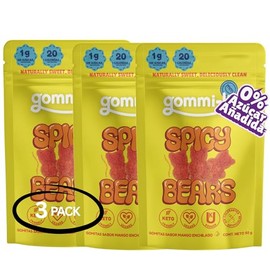 Gommi-Li | Spicy Bears Mango Enchilado 50g | Gomitas Veganas Sin Azúcar Añadida | Sabor Natural con Chile | Kosher, Sin Grenetina, Gluten Free | Paque