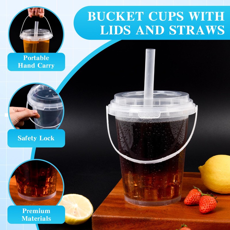 Drink Buckets with Lids and Straws for Party Hosts &