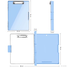 Clipboard with Storage,Heavy Duty Clip Boards 8.5x11 with 2 Storage Case,Clear Visible Top Panel Storage Clipboard,Side Opening Clip Boards,Nursing Clipboard Folder Case for Office Supplies-Aqua Blue