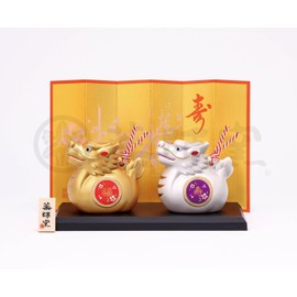 Yakushigama Syao Fukufuku Jujutsu Tatsu Red and White Plum Blossom, 60, Zodiac Sign, 2024, New Year, Figurine, Interior
