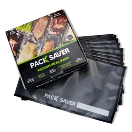 Pack Saver Vacuum Seal Bags 50 Commercial Grade PreCut Bags for Ultimate Food Preservation, Food Vac Bags for Storage, Meal Prep or Sous Vide, Black and Clear (11" x 19")
