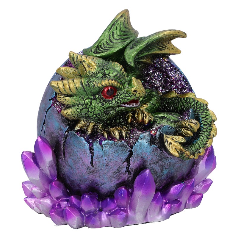 Nemesis Now Emerald Hatchling Glow Dragonling Green Dragonling Crystal Figurine,
