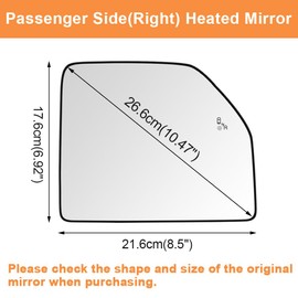 Passenger Side Heated Mirror Glass with Blind Spot Detection BLIS for Ford F150 Truck 2015-2020 Ford F250 F350 Super Duty F450 F550 2017-2022 Upper Tow Mirror (Right Side)