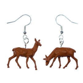 Miniblings Deer Earrings Pendants Forest Animal Animals Deer Fawn Deer Fallow Deer Natural - Handmade Fashion Jewellery I Earrings Silver Plated, Cotton