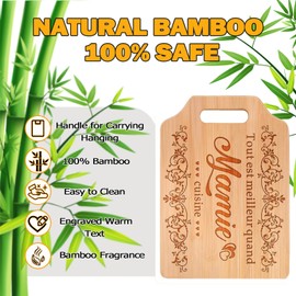 Cadeau Fete des Meres, Cadeau Pour Mamie, Planche à Découper en Bambou Naturel Cutting Board 31 * 22 * 1cm Cadeau Anniversaire Mamie