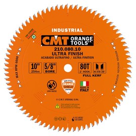 CMT 210.080.10 Industrial Fine Cut-Off Saw Blade, 10-Inch x 80 Teeth 38° ATB Grind with 5/8-Inch Bore, PTFE Coating