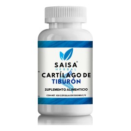 Cartílago De Tiburón | Suplemento Alimenticio 100% Puro | 100 Cápsulas De 500 Mg C/u. | Saisa Herbal | Ayuda a huesos, articulaciones, salud ósea