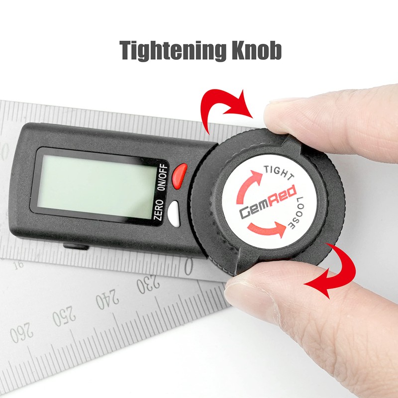 GemRed 82305 Digital Angle Finder Protractor-Stainless steel (white&red button)