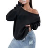 Remidoo Womens Off Shoulder Sweatshirt Drop Shoulder Oversized Long Sleeve