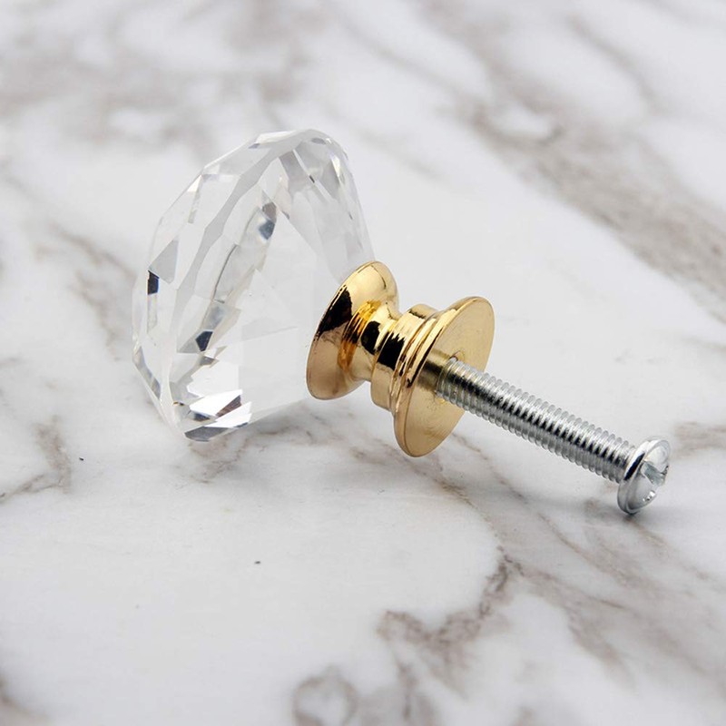MDPLY 5 Pack Crystal Glass Cabinet Knobs - 30mm Clear