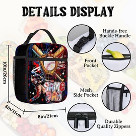 Wsotce Kids Baseball Lunch Box for Boys School Insulated Baseball Lunch Bag Reusable Portable Sports Ball Leakproof Cooler Tote Bag For Boys Picnic Travel Back to School Gifts Lunchbox