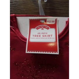 Holiday Time NEW Holiday Time 48" Red Glitter Snowflake Christmas Tree Skirt GLITTER!!