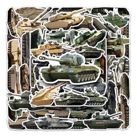 50 Pcs Tank Stickers Cartoon Waterproof Military Sticker for Laptop Water Bottle Hydro Flasks Skateboard Guitar Luggage Cars Phone Computer Bumper,Trendy Army Stickers for Teens Boys Kids
