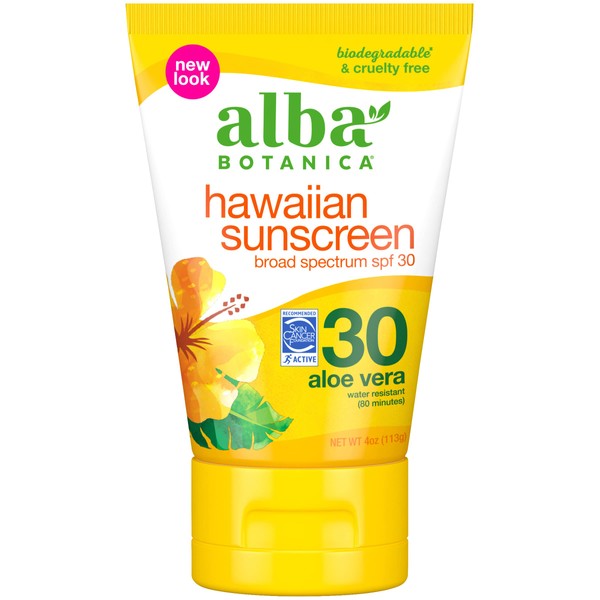 Alba Botanica Hawaiian Sunscreen Lotion, SPF 30, Aloe Vera, 4 Oz