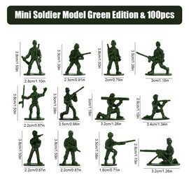 Larfraecy Mini Soldier Action Figures 100 Pcs Military Plastic Toy Set Military Combat Force War Games Plastic Mini Army Man Toy Set for Kids Toy small Soldiers for Boys Ages 3+ (Green)