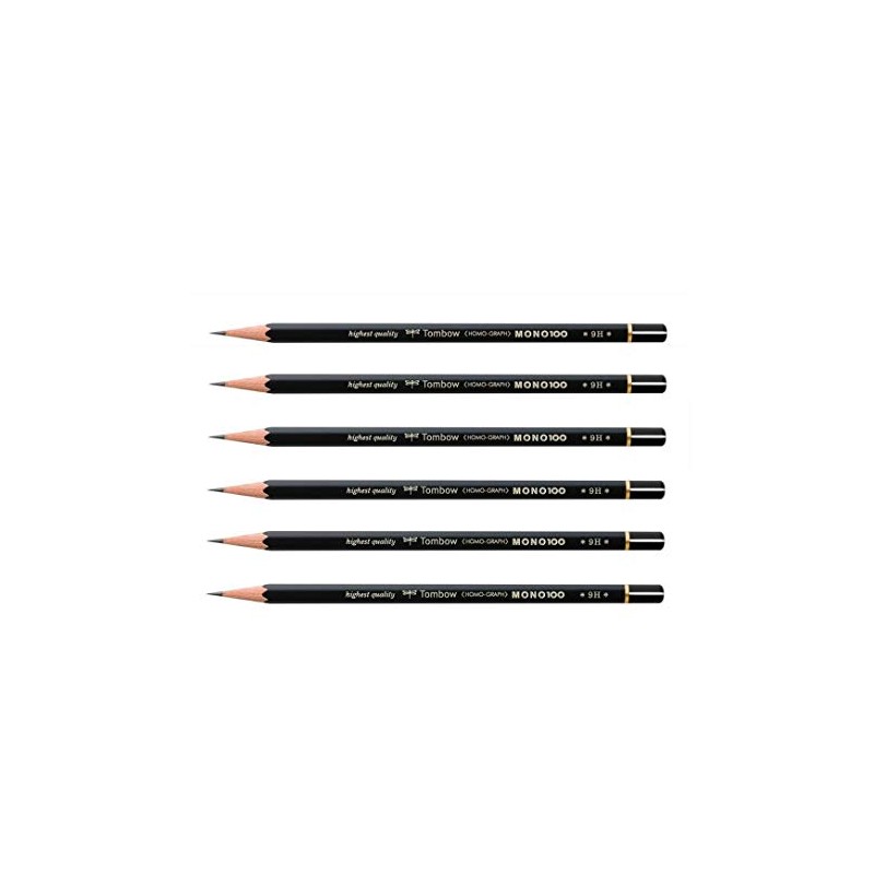 TOMBOW Set of 6 Premium Graphite Pencils MONO 100 9H