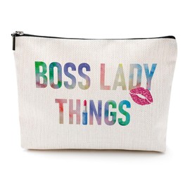Boss Lady Cosmetic Bag - Gifts for Women: Appreciation, Retirement, Friends, Coworkers, Leader, Colleague, Girl Boss, Mentor - Makeup Bag & Pouch for Birthday, Christmas, Mother's Day