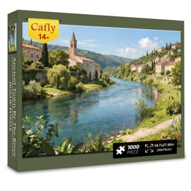 Jigsaw Puzzles for Adults 1000 Pieces, Adult and Family Game, Ancient Town By The River European Scenery Puzzle -Ancient Town by The River C0837