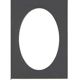 Pack of 5 8x10 Black Picture Mats with an Oval Opening Bevel Cut for 5x7 Pictures