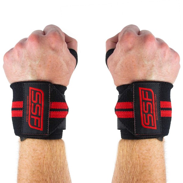 Serious Steel Fitness Wrist Wrap | 18 inches Black / Red