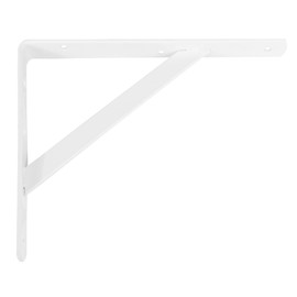Amig - Shelf Bracket Stainless Steel | Metal Bracket for Shelves | Shelf Bracket | Colour White | Dimensions: 200 x 125 mm | Recommended Max. Weight: 250 kg