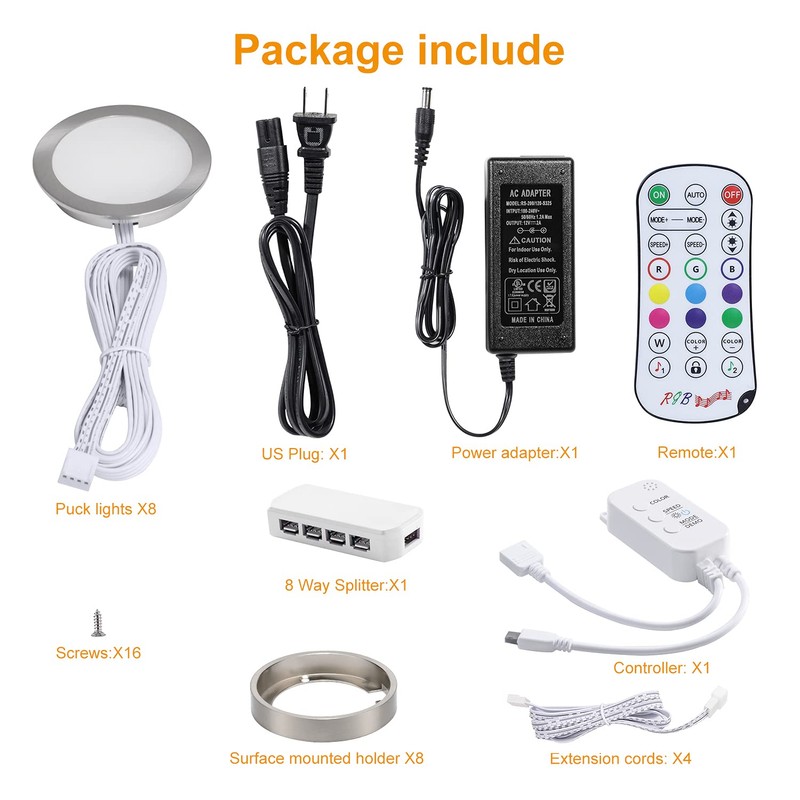 LED Dimmable Under Cabinet Lighting Kit,8 Pack App Controlled and