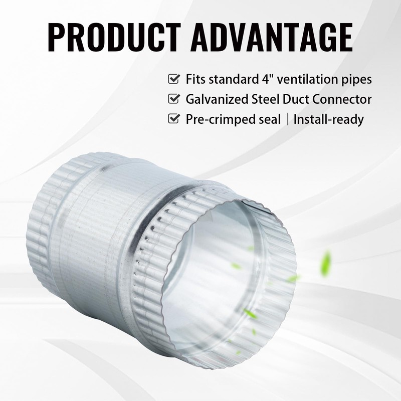 ZOWZEA 3 Inch Round Galvanized Steel Duct Connector - Metal