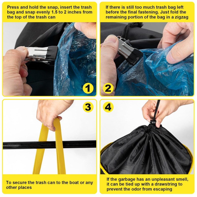 Bjabtan Portable Boat Trash Can, Odor-Proof & Leak-Proof Boat Garbage