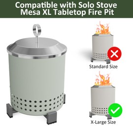 Tabletop Fire Pit Lid for Solo Stove Mesa XL 7", Portable Fire Pit Cover with Heat Resistant Handle, 304 Stainless Steel Mini Camping Stove Accessories for Prevent Hand Burns
