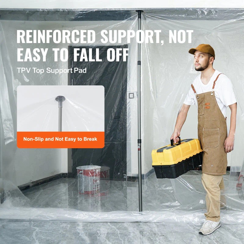 12 Ft Dust Barrier Poles with 4 Telescoping Sections Convenient