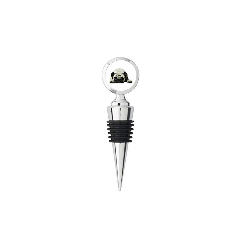 Cute Pug Dog Metal Stainless Steel Bottle Wine Stopper