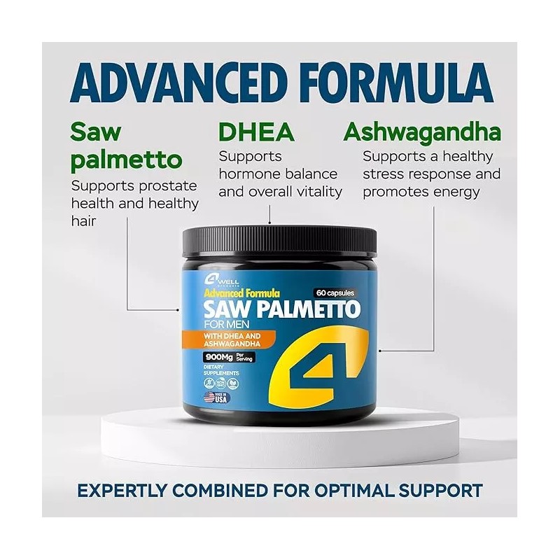 4Well Products Improved Complex Saw Palmetto for Men with DHEA