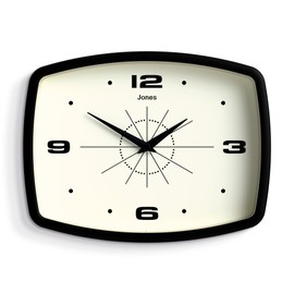 JONES CLOCKS® Movie wall clock | Retro rectangular clock | 25cm | Mustard yellow | Cool designer look for kitchen, living room or office