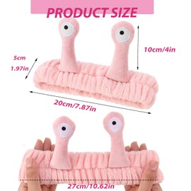 Face Wash Headband, Elastic Palm and Snail Spa Hair Bands for Skincare Makeup Washing Face Terry Cloth Hairband Yoga Sports Shower Facial Elastic Head Band Wrap Cartoon Cute Coral Fleece(Pink)