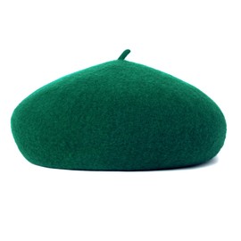 AWAYTR Kids Wool French Beret - Little Girls Artist Beret Hat (Dark Green)