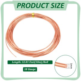 BENECREAT 32.81 Feet Solid Copper Wire,18 Gauge Round Soft Copper Wire Pure Copper Wire for Jewelry Making Craft Gem Wrapping