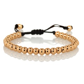 namana Friendship Bracelet with Metal Beads for Her, Bead Bracelet Adjustable Black Cord Bracelet for Women in Steel Grey, Black, Gold Plated or Rose Gold Plated, Stainless Steel