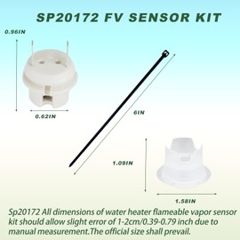 SP20172 Water Heater Flammable Vapor Sensor Kit Includes AP13447-3 FV Sensor AP14446 AP13450-3 Flammable FV Sensor Kit White Compatible with Rheem Ruud Richmond and Other FVIR Water Heater-3-Year Qa