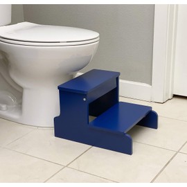 BirdRock Home Wooden Step Stool - Navy Blue – Decorative - Strong Sturdy Wood 2 Steps - Step Helper for Kitchen Sink – Bathroom Toilet Stepping – Lightweight Construction
