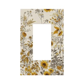 SgEdao Decorative Outlet Covers Rustic Sunflower Beige Gold Grey Leaves 1 Gang Single Decora GFCI Device Light Switch Covers Plate 1 Rocker Wall Plate Jumbo Faceplate for Bedroom Home Decor
