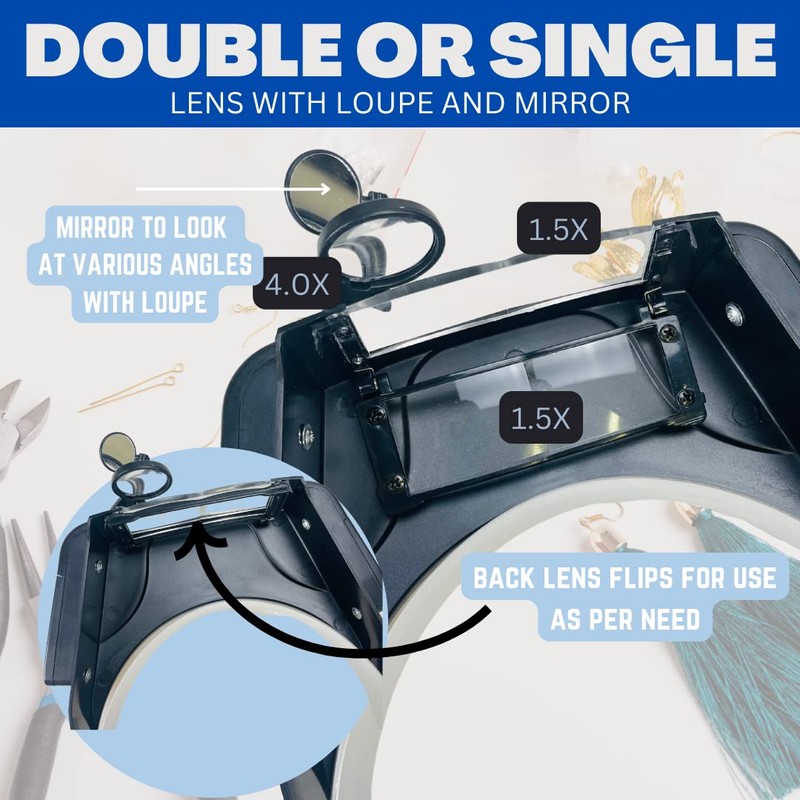 HAWK OPTICALS 2 LED Illuminated Head Magnifier with 3 Lenses