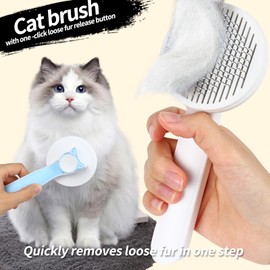 Huitban 2PCS Pet Grooming Kit，Cat Brushes、Cat Nail Clipper，Cat Grooming Brush for Sedding and Grooming Fur（Blue）