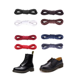 Eesu Cos Laces, 2 Color Set, Waxed, Polyester, 31.5, 55.2, 59.2, 59.1, 59.1 inches (80, 120, 140, 150 cm), Round Shape, Thin, 0.2 inches (4 mm), Boots, Martin Sneakers, Trekking Shoes, Leather Shoes,