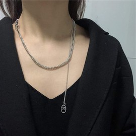 fxmimior Dainty Punk Sequins Stackable Layered Necklace Silver Choker Necklaces Minimalist Statement Necklace Chain Jewelry for Women and Girls (Silver)