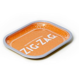 Zig-Zag - Iconic Metal Rolling Tray, Elegant Multipurpose 4 Designs and 3, Lightweight, Curved Edges and Smooth Surface, Herb Accessory Tray, Small 18cm X 14cm (Orange)