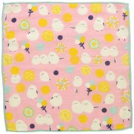 Prairie Dog +ima Handkerchief from Imabari, Pom Pom Mom and Shimaenaga Made in Japan, Organic Cotton, Gentle Colors, Towel Handkerchief, Size: Approx. 9.4 x 9.4 inches (24 x 24 cm)