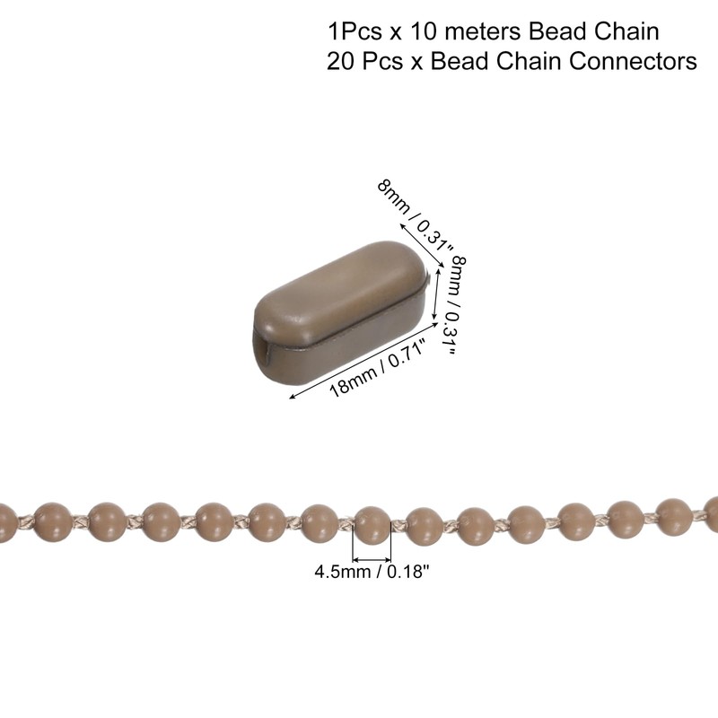 uxcell 10 Meters/10.94 Yards Blinds Bead Chain Cord Plastic Ball