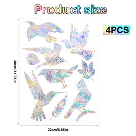36pcs Window Bird Deterrent, Window Decal to Prevent Bird Strikes Anti Collision Rainbow Sun Reflective Clings No Glue Required for Surface Glass